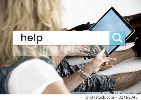 Couple working on laptop network graphic 32468045