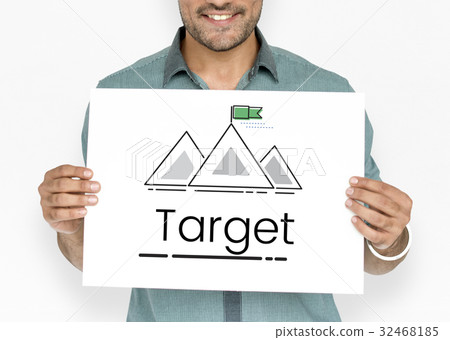 Illustration of goals target with mountain on banner Illustration of goals target with mountain on banner 32468185