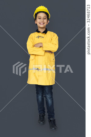 Little Boy in Fireman Costume Studio Portrait Little Boy in Fireman Costume Studio Portrait 32468713