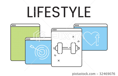 Healthy lifestyle fitness website homepage application 32469076