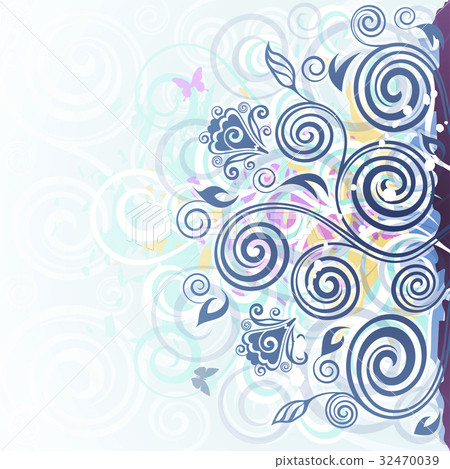 Vintage blue floral vector background 32470039