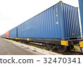 Cargo train platform with freight train container 32470341
