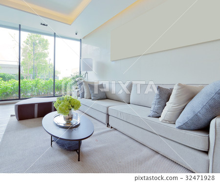 white luxury modern living interior and decoration 32471928