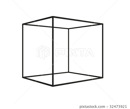 3D Black Empty Box Frame isolated on white background, clipping 32473921