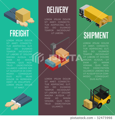 Freight delivery and shipment banners set 32473998