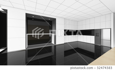 Modern Empty Room, 3d render interior design, mock up illustrati 32474383