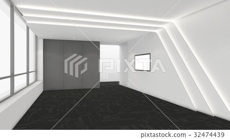 Modern Empty Room, 3d render interior design, mock up illustrati Modern Empty Room, 3d render interior design, mock up illustrati 32474439