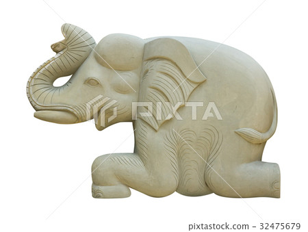 gray stone elephant statue on white background 32475679