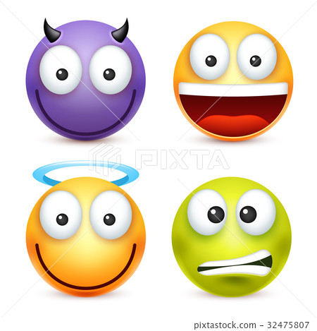 Smiley,emoticon set. Yellow face with emotions Smiley,emoticon set. Yellow face with emotions 32475807