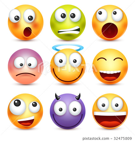Smiley,emoticon set. Yellow face with emotions Smiley,emoticon set. Yellow face with emotions 32475809