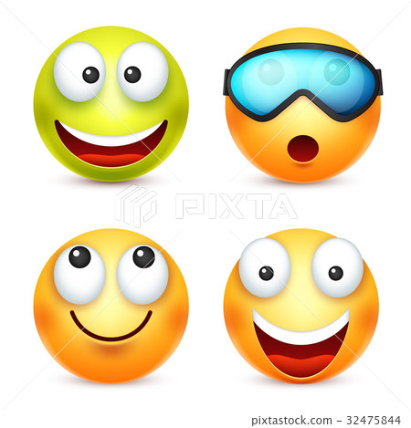 Smiley,emoticon set. Yellow face with emotions 32475844