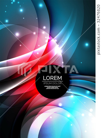 Digital illustration, glowing waves and circles 32476820