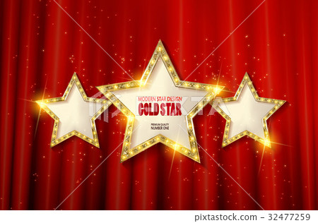 Retro light sign. Three gold stars. Retro light sign. Three gold stars. 32477259