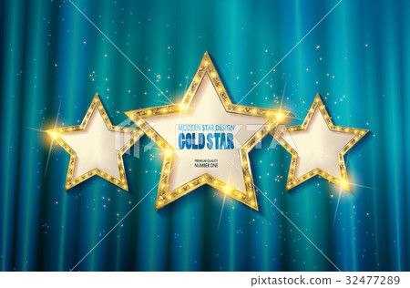 Retro light sign. Three gold stars. Retro light sign. Three gold stars. 32477289