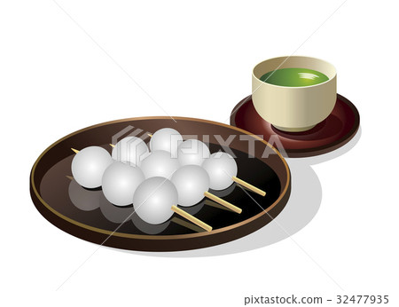 Japanese sweets _ skewer dumplings (white dotted dog) 32477935