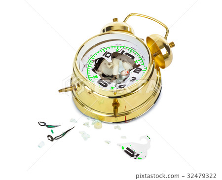 Broken alarm clock 32479322