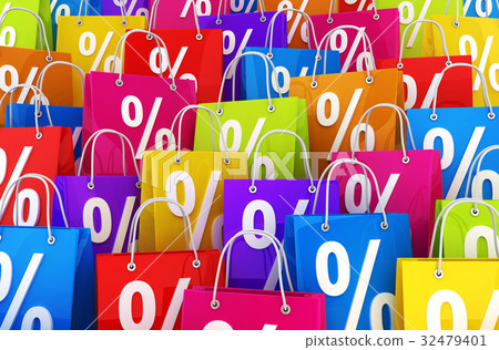 Many shopping bag and percent Many shopping bag and percent 32479401