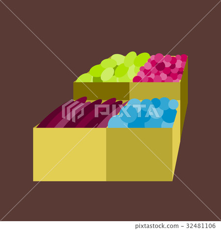 Icon in flat design vegetables and fruits - Stock Illustration ...