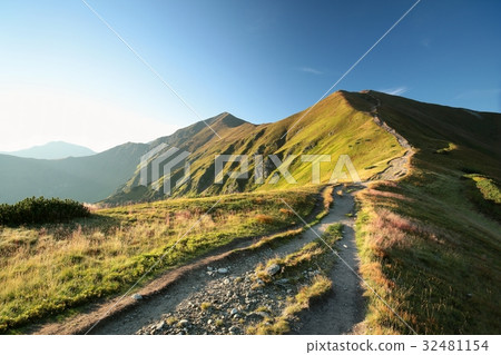 Trail leading to the summit in the Tatra Mountains Trail leading to the summit in the Tatra Mountains 32481154