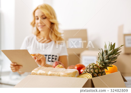 Remarkable gorgeous woman managing the shipments 32482809