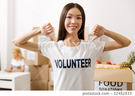 Cute hardworking woman proud helping people Cute hardworking woman proud helping people 32482833