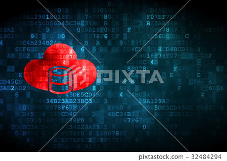 Cloud technology concept: Database With Cloud on Cloud technology concept: Database With Cloud on 32484294