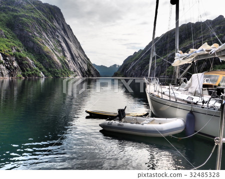 View of the fjord of the Troll in Norway. Sailing View of the fjord of the Troll in Norway. Sailing 32485328