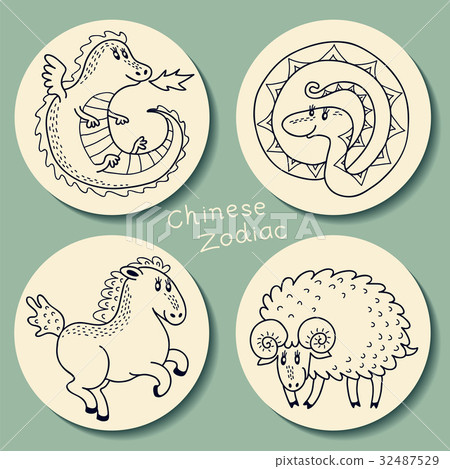 Set of the Chinese zodiac signs 32487529