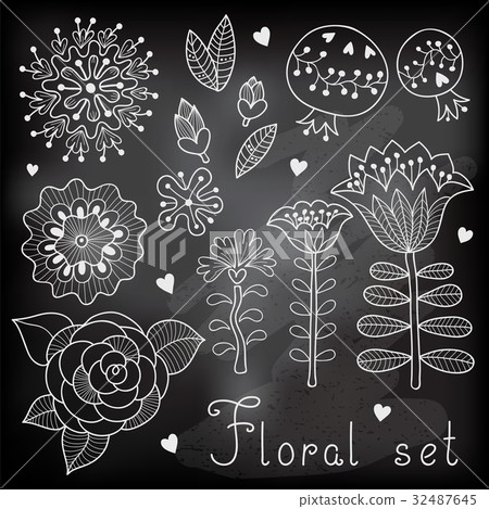 Set of floral elements isolated for your design. Set of floral elements isolated for your design. 32487645