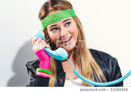 Woman in 1980's fashion Woman in 1980's fashion 32488468