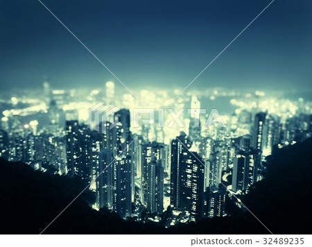 Hong Kong from Victoria peak, ltilt shift photo Hong Kong from Victoria peak, ltilt shift photo 32489235