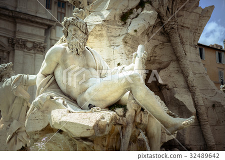 fountain of Four Rivers in Piazza Navona, Rome fountain of Four Rivers in Piazza Navona, Rome 32489642