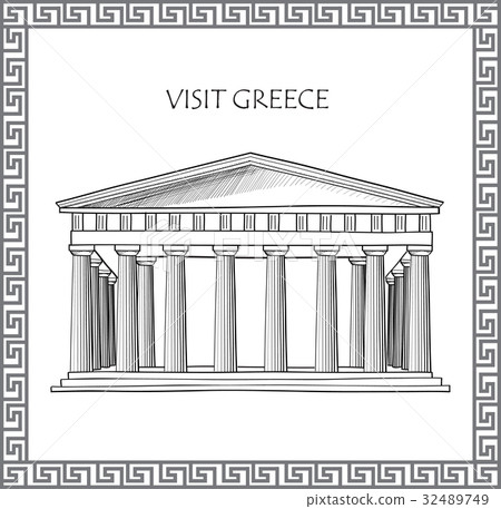 Acropolis in Athens, Greece Greek ornamental frame 32489749