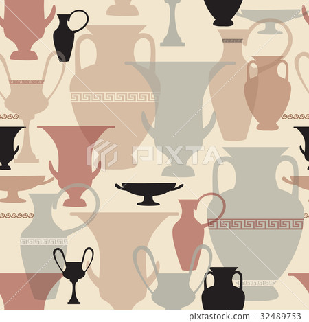 Greek Vase Tiled Pattern Greece Ceramic Background Stock