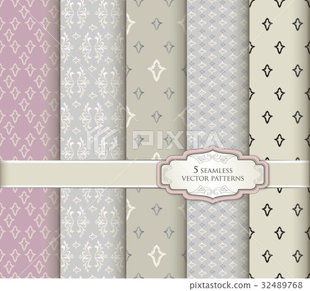 Floral seamless pattern set. Abstract backgrounds - Stock Illustration ...