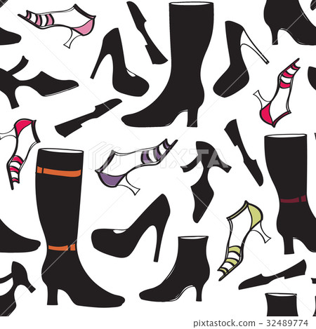 Shoes icon seamless pattern. Fashion footwear boot Shoes icon seamless pattern. Fashion footwear boot 32489774
