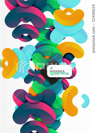 Abstract color geometric round shapes on white 32490024