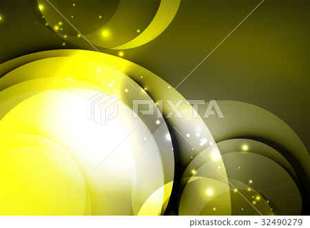 Digital illustration, glowing waves and circles Digital illustration, glowing waves and circles 32490279