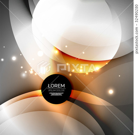Digital illustration, glowing waves and circles Digital illustration, glowing waves and circles 32490280