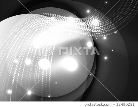 Glowing wave created with particles on dark color Glowing wave created with particles on dark color 32490281