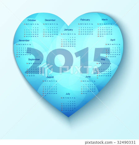 2015 Calendar Heart Design Template - Week Start W 2015 Calendar Heart Design Template - Week Start W 32490331