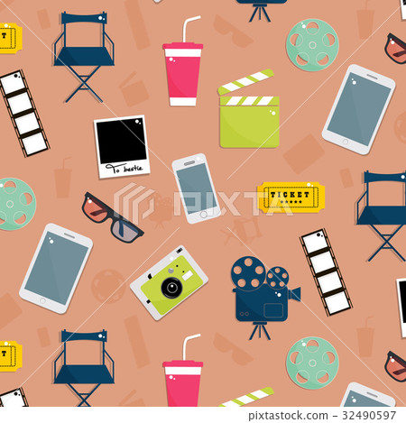 Vector cinema pattern. Movie, video multimedia Vector cinema pattern. Movie, video multimedia 32490597
