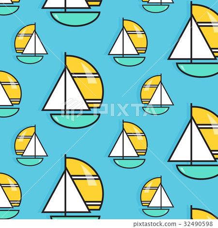 Holiday voyage pattern. Summer water trip vector Holiday voyage pattern. Summer water trip vector 32490598