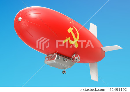 Airship or dirigible balloon with USSR flag Airship or dirigible balloon with USSR flag 32491192