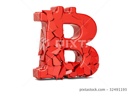 Broken Bitcoin Symbol, 3D rendering Broken Bitcoin Symbol, 3D rendering 32491193