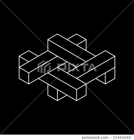 Impossible object. Isolated on black. Impossible object. Isolated on black. 32491648