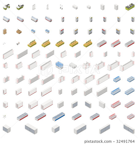 Equipment for grocery supermarket isometric icon 32491764