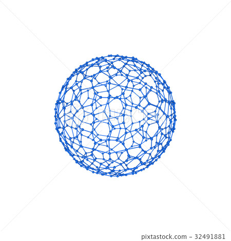 Abstract Sphere wireframe. Molecular lattice. 32491881