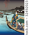 Utagawa Kunisada (Toyokuni) Hiroshige Edo boasts thirty six Rinkai big fireworks image illustration 32492023