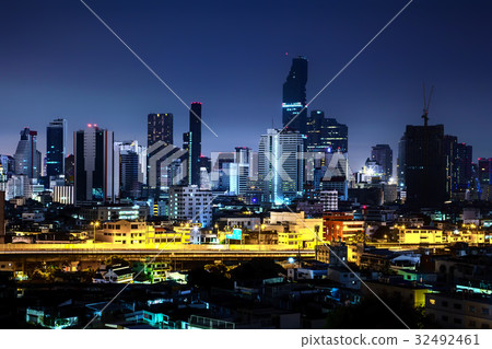 Modern night cityscape of Bangkok Thailand Modern night cityscape of Bangkok Thailand 32492461